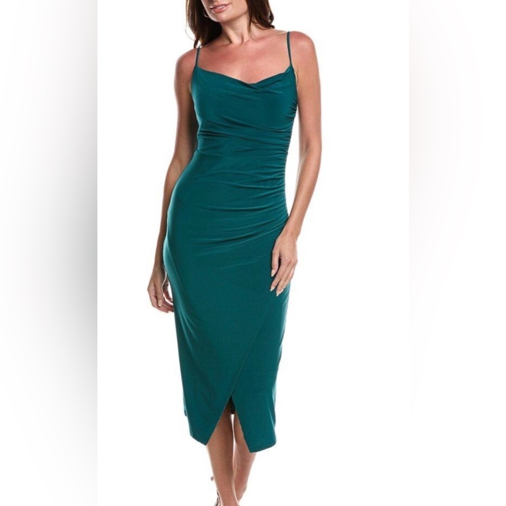 NWT Laundry by Shelli Segal Teal Green Ruched Midi Dress - Size 10